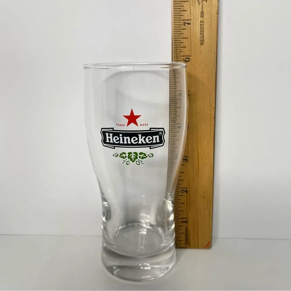 Heineken Beer Pilsner Glass Etched Clear .25L Logo Branded Red Star Barware Bar